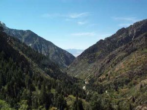 Big Cottonwood Canyon showing V-shape of stream carving