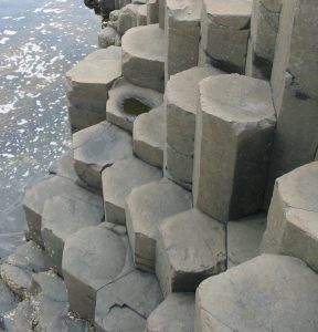 Columnar jointing on Giant's Causeway in Ireland.