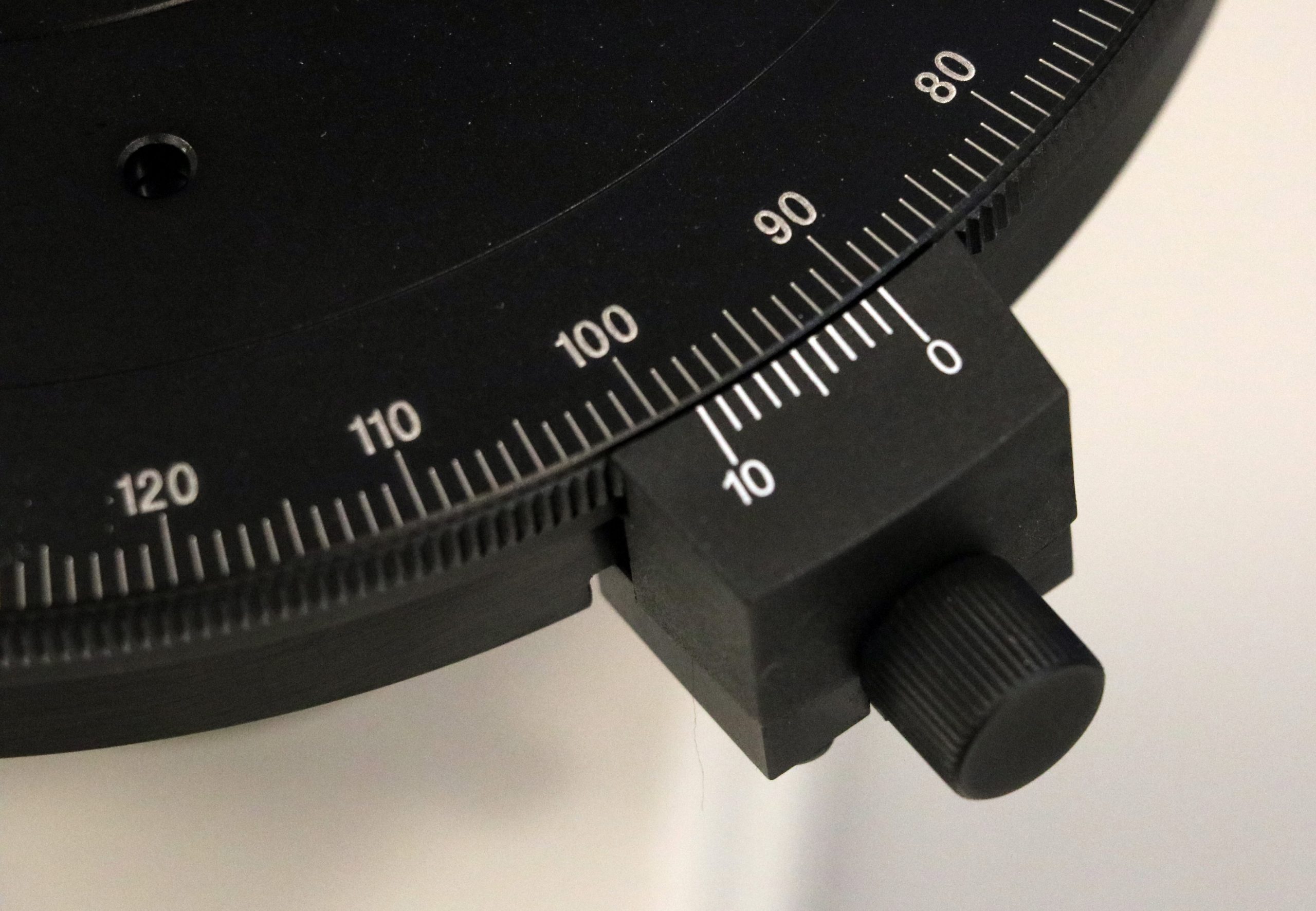 Figure 2.4.8. The vernier and goniometer on the rotating stage.