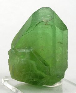 Figure 2.6.6 B. Light green forsterite crystal (Mg-Fe olivine) from Naran-Kagan Valley, Kohistan District, North-West Frontier Province, Pakistan.
