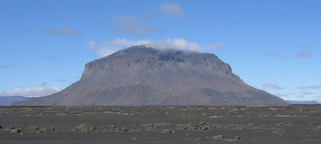 The mountain Herðubreið, interior of Iceland, viewed from the southeast.